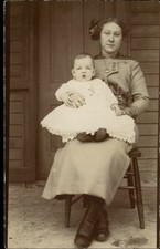 RPPC Mother baby interesting Edwardian fashion high shoes 1903-20s real photo PC