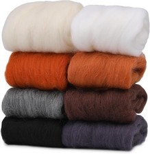 Needle Felting Wool 8 Colors 80g Wool Roving Bulk for DIY Felting Crafts Materia