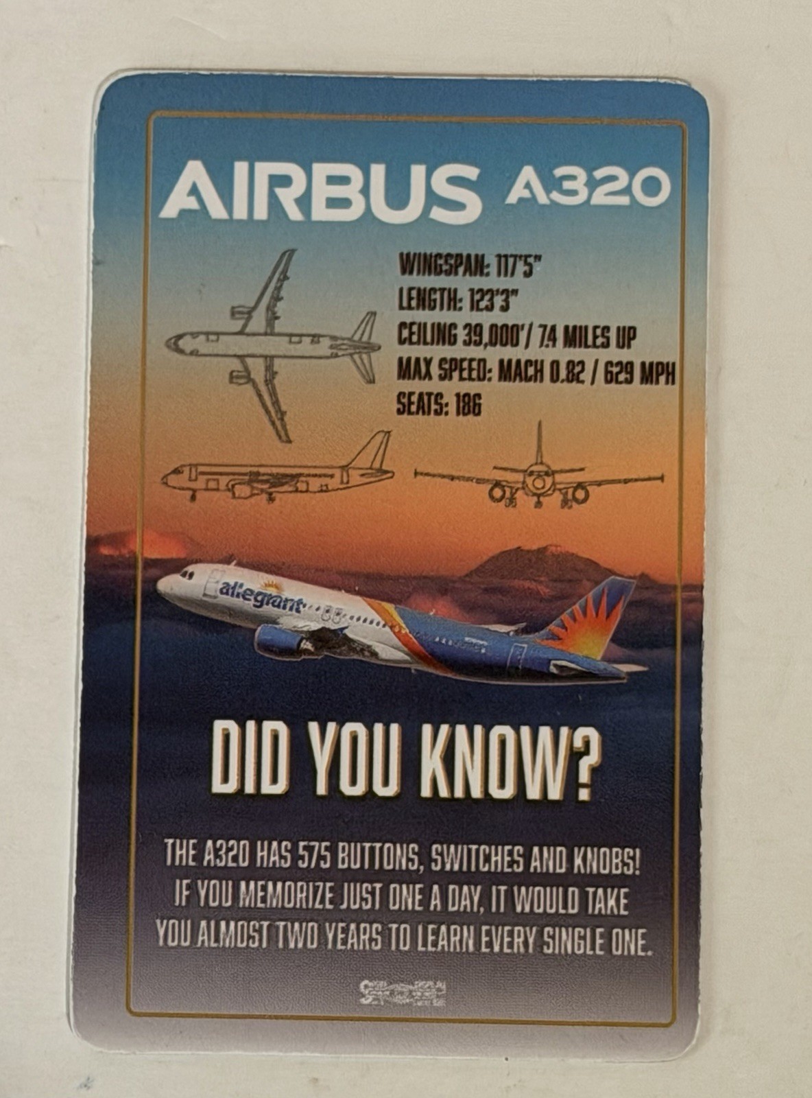 Allegiant A320 Airlines Trading Card Airbus Allegiant Pilots Union #2118 - second product detail image