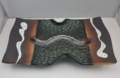 Signed Matthew Patton Studio Art Pottery Footed Sculptural Tray Wall Art 2009