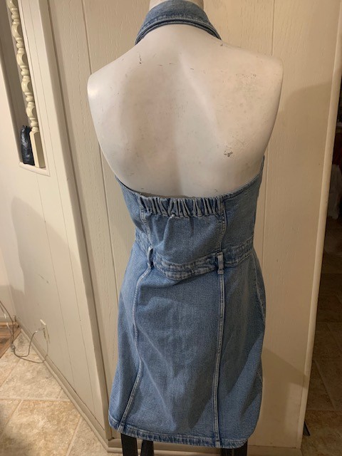 Gap VTG. Button-Front Backless Denim Halter Dress - image 4