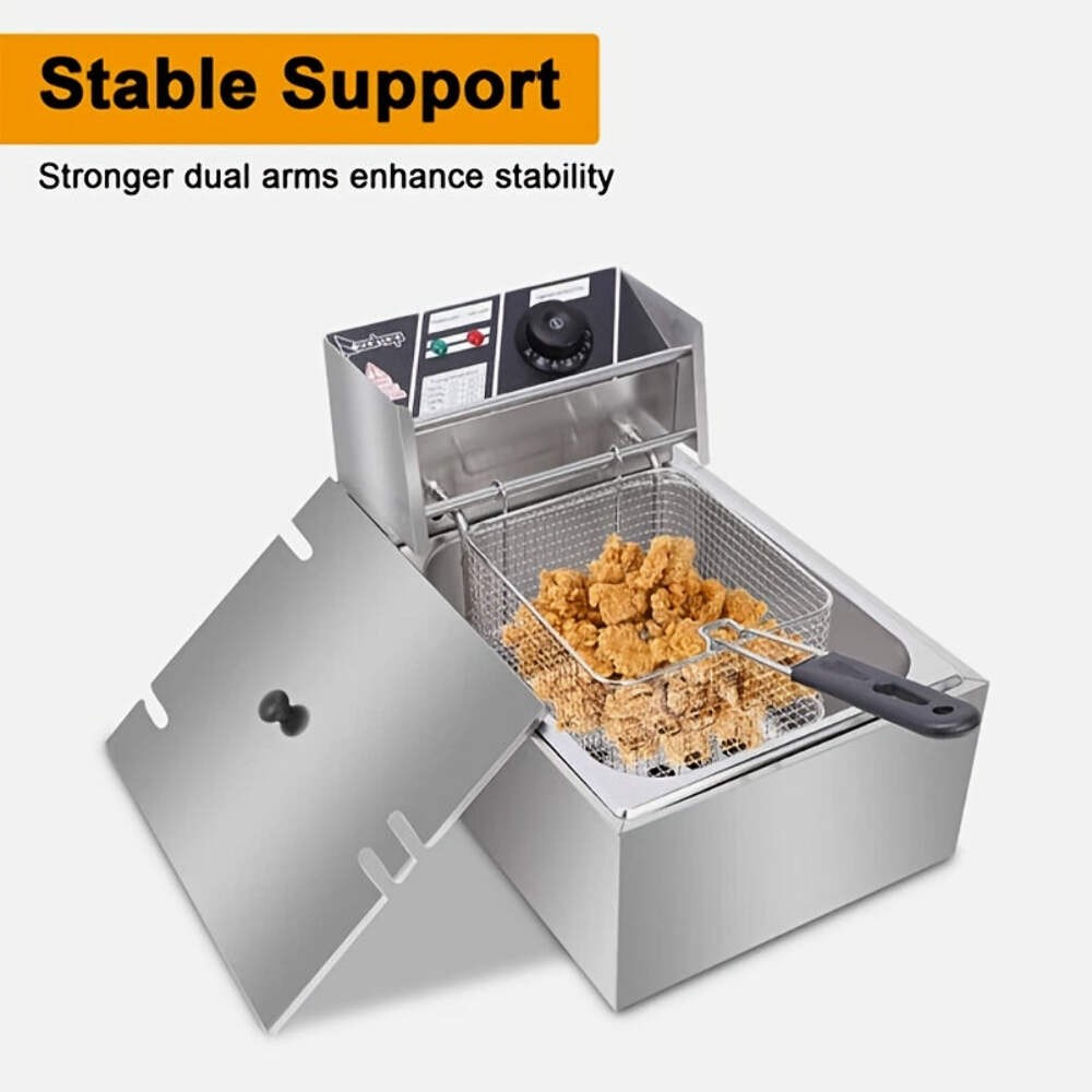 Stainless Steel Electric Deep Fryer (2 Baskets, Temp Control)