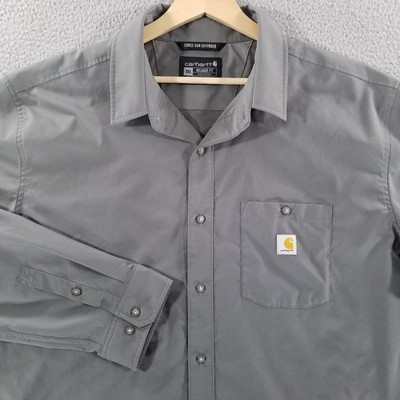 Carhartt Shirt Mens 2XL Gray Force Sun Defender Performance Workwear Vented