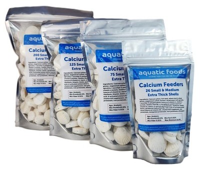 Aquatic Foods Inc. Calcium Feeder Small & Medium Shells. Extra Thick Shells f...
