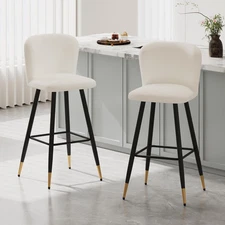Vinsetto 30" Modern Barstool with Ergonomic Backrest, White