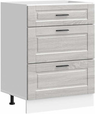 Base Da Cucina Porto Grigio Sonoma in Legno Multistrato, Mobile Base Lavello, Ar