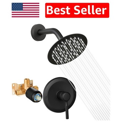 Complete Matte Black Shower Fixture Set with Pressure-Balance Valve for Safety