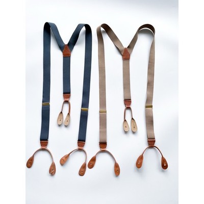 Set of Two Webbing and Elastic Button Braces Suspenders