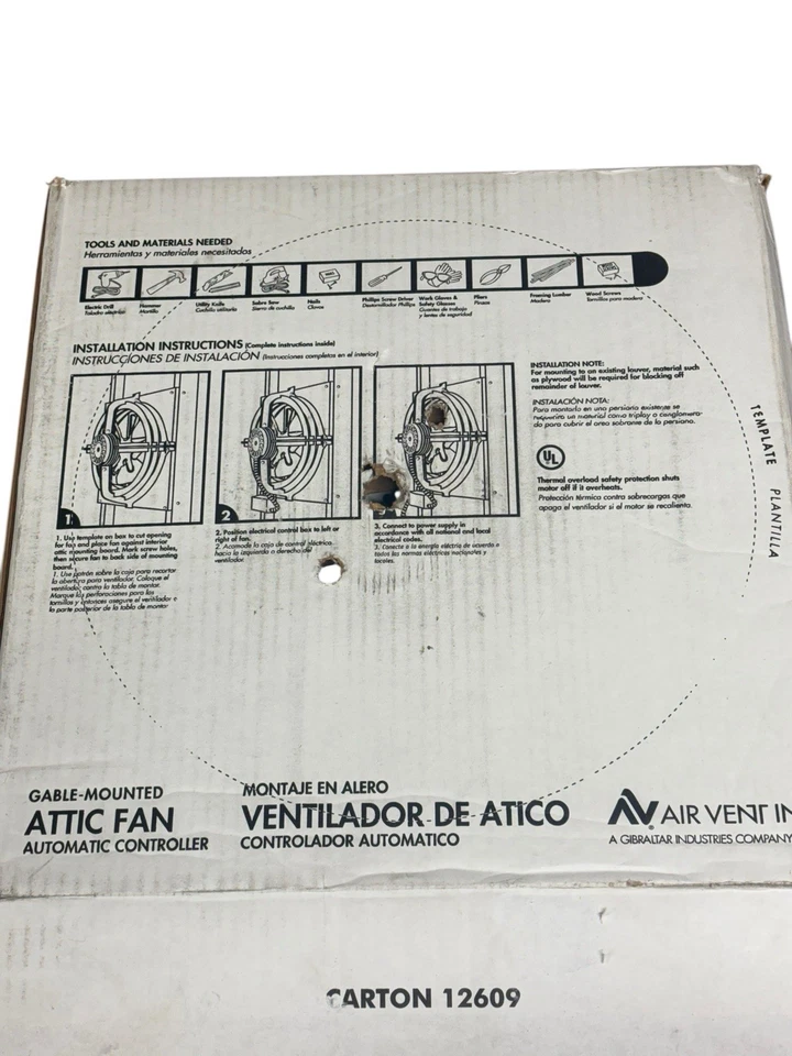 Ventilador de ático Air Vent Inc montado a dos aguas modelo APG 1620 CFM con termostato  Foto 3 de 4