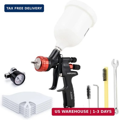 AEROPRO Tools A608 HVLP Air Spray Gun Kit, 1.3mm Nozzle, Regulator, 5pcs Paint S