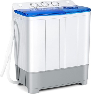 COSTWAY Portable Washing Machine Twin Tub 22Lbs Compact Washer Spinner Blue