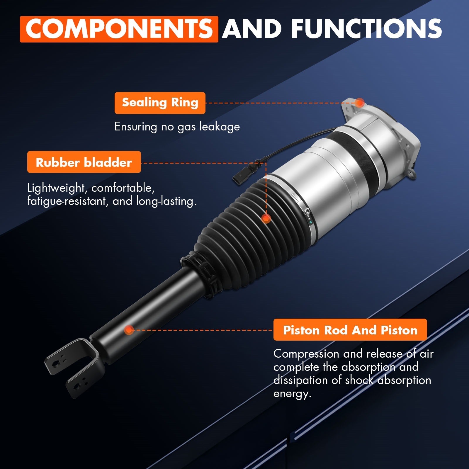 Bentley Continental GT Rear Left, right Air suspension struts Pair