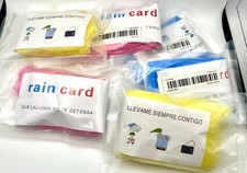 Lot of 6 Disposable Rain Ponchos - 2 Pink, 2 Blue, 2 Yellow