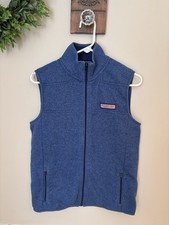 Vineyard Vines Youth Size Large Blue Zip Front Vest Zip Pockets