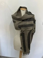 S12# ALVIERO  martini rectangle beige scarf made in italy 72/17 inch