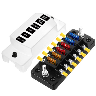 Mini 6-Way Marine Blade Fuse Block with Negative Bus ATC/ATO Waterproof Automoti