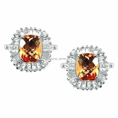 Natural Citrine Gemstone with 925 Sterling Silver Cufflink #2103