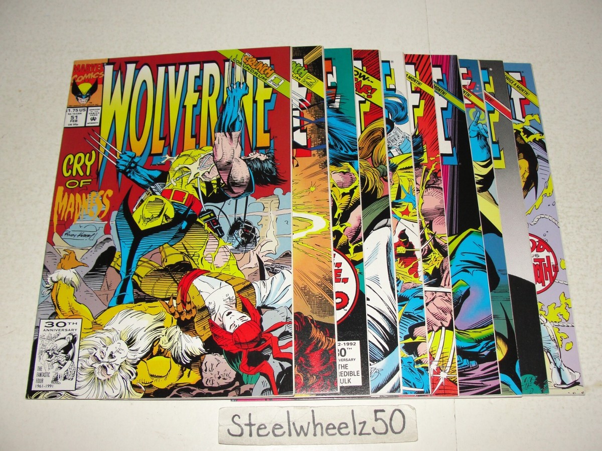 Wolverine 10 Comic Lot Marvel 1992 #51 52 53 54 55 56 57 58 59 60