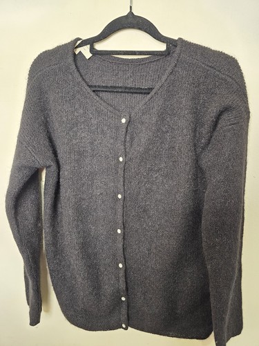 Sezane Gaspard Cardigan Size S Mohair Alpaca Blend Black Reversible Buttoned - Picture 4 of 12