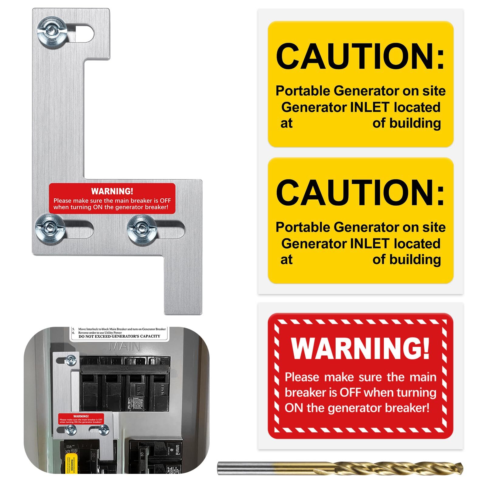 Generator Interlock for ITE, Gould, Siemens, Murray 150 or 200 Amp Panels wit...