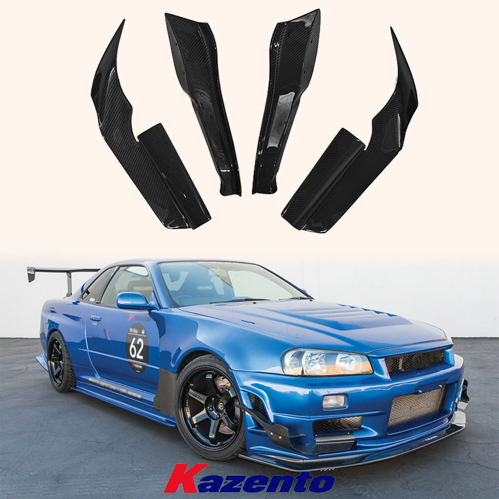 R34 ダブルカナード Front Bumper Canards For Nissan Skyline R34 GTR AS Type (4pcs