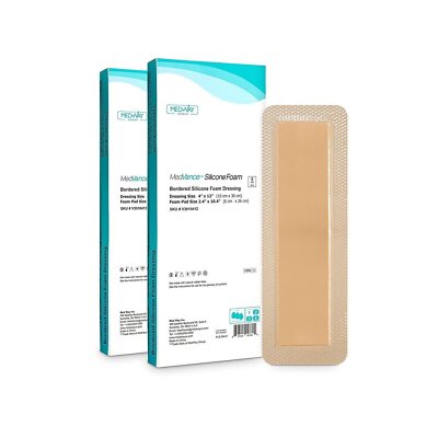 MedVance Silicone Bordered Adhesive Wound Dressing, 4''x 12'', Box of 10