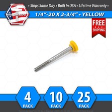 1/4"-20 x 2-3/4" Thumb Screw Stainless Steel - Yellow Round Knurled Knob - USA