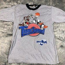 Vintage 1996 Space Jam Tune Squad Gray Black Youth XL Shirt