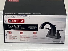 Delta Flynn Matte Black 25768LF-BL 2-Handle 4-in Centerset  Bathroom Sink Faucet