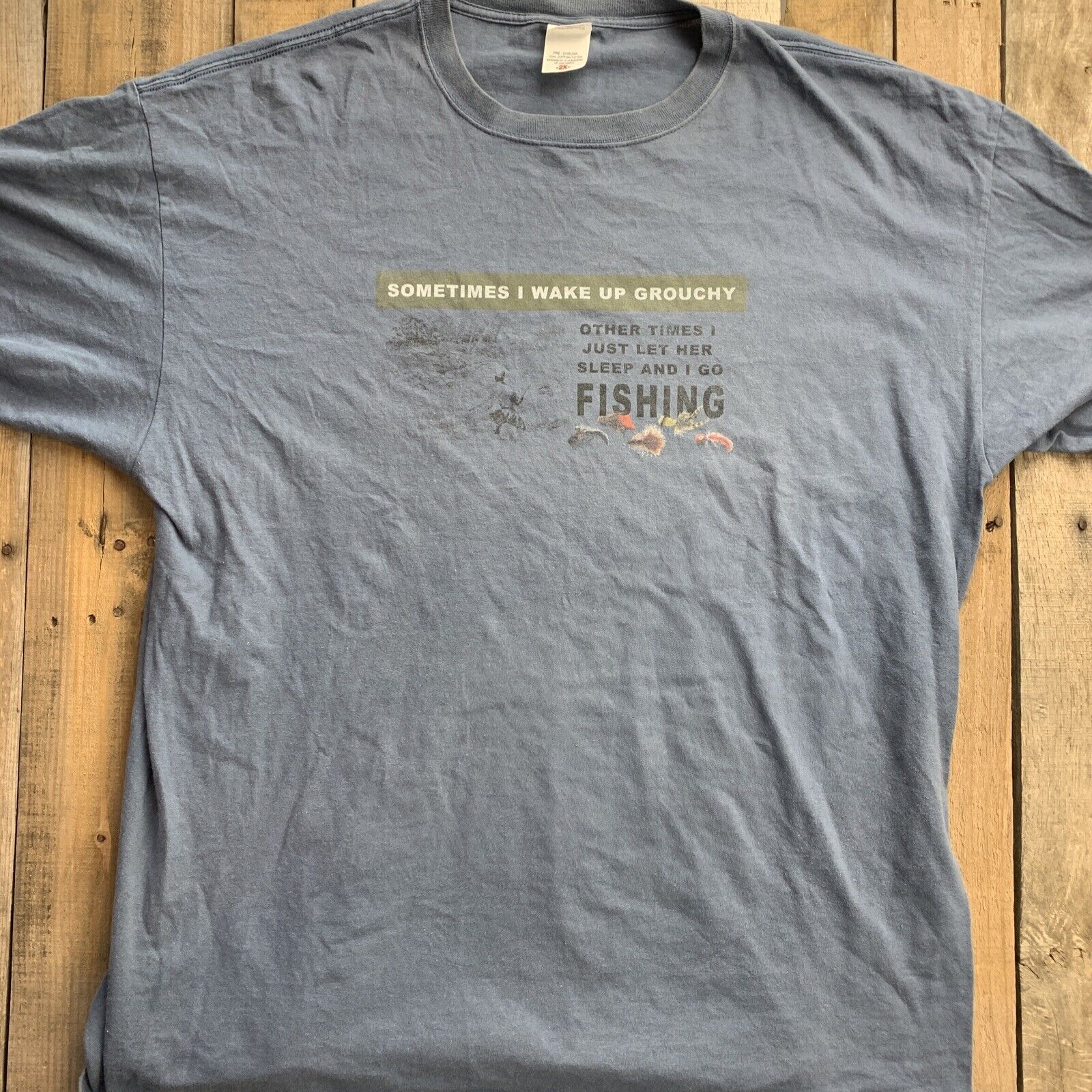 ALTRA T shirt uomo pesca mi sveglio grouchy altre volte le lascio dormire taglia 2XL