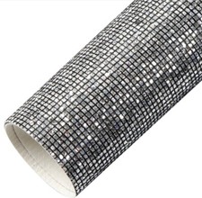 Medium Glitter FAUX LEATHER SHEET 8.75" x 12" 1043368 Black Grid Silver