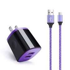 Charger Plug Micro USB Cable Compatible for Samsung Galaxy S7 S6 J7 J7V J3 J3...