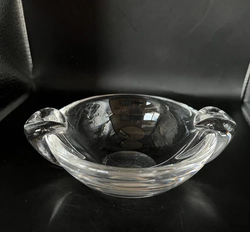 Steuben Ashtray Small Bowl or Ashtray w/ 2 Clear Side Scrolls Mid Century 4"