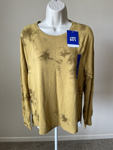 Joy Lab Women’s Mustard Tie Dye Long Sleeve Crew Neck Soft Sweatshirt s S