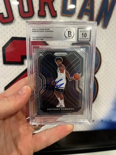 ANTHONY EDWARDS 2020-21 Prizm #258 RC Beckett Authentic 10 Autograph (on card)
