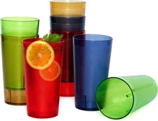 Plastic Cups Reusable, Plastic Tumblers Drinking Glasses Set of 8, Unbreakable D