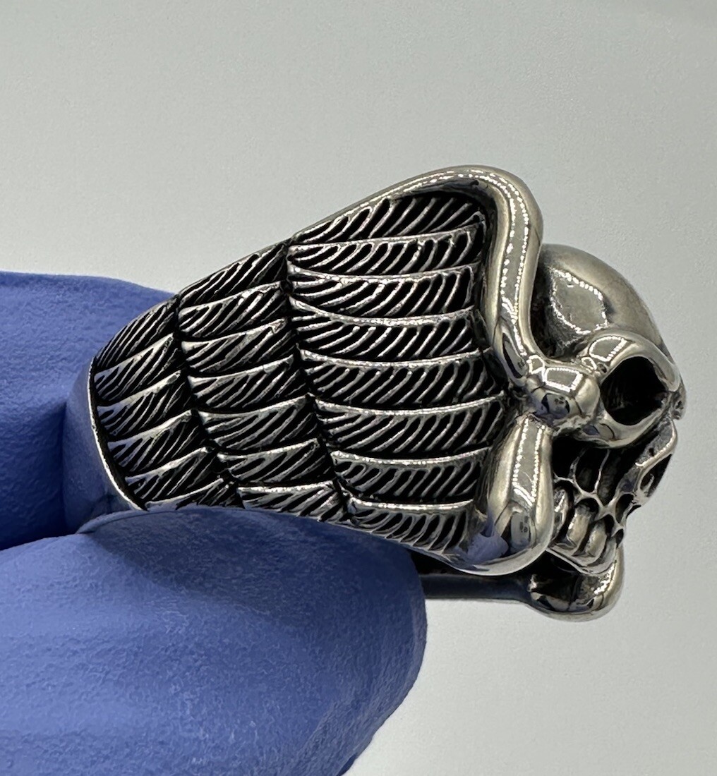 Sterling Silver 925 Men Patterned Handcarved Skul… - image 4