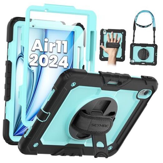 for iPad Air 11 Inch Case 2024 M2 (Air 6th Generation Case), Black/Light Blue
