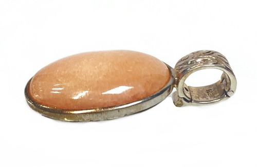 Großer Kettenanhänger in 925er Silber mit einem ovalen Rhodonit - Cabochon - Bild 3 von 8