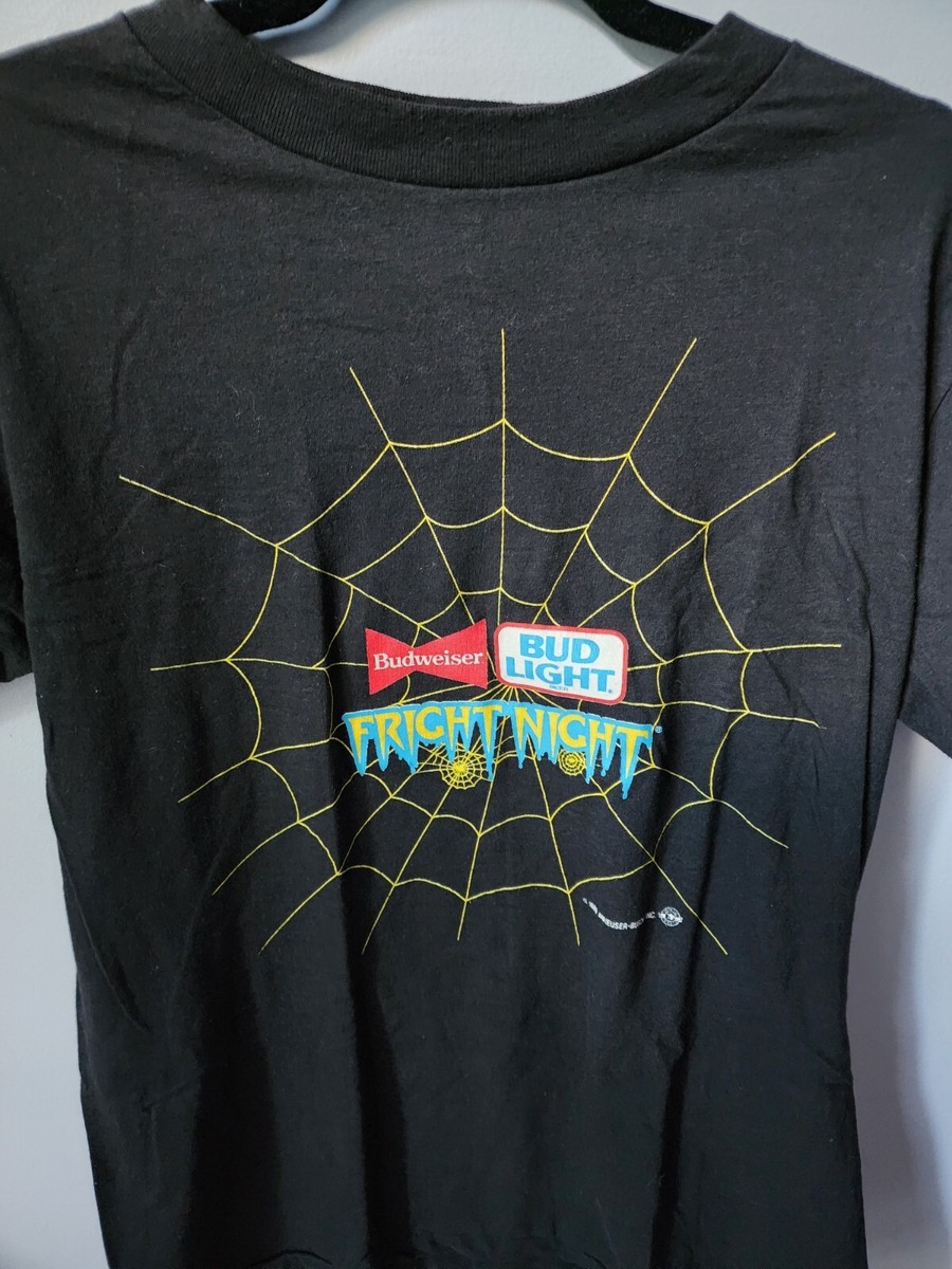 VTG 80s Budweiser Bud Light TShirt Tee XL Black Fright Night 