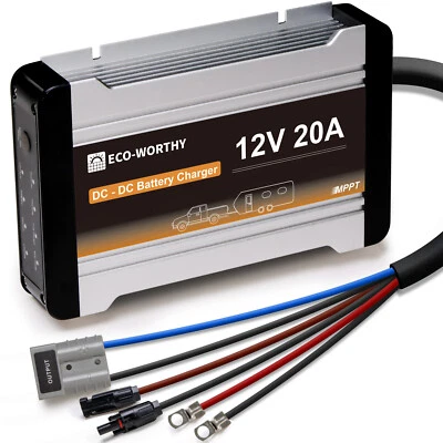 ECO-WORTHY 12V 20A DC-DC Batterie Ladegerät MPPT Ladebooster für LiFePO4 Batterie Gel