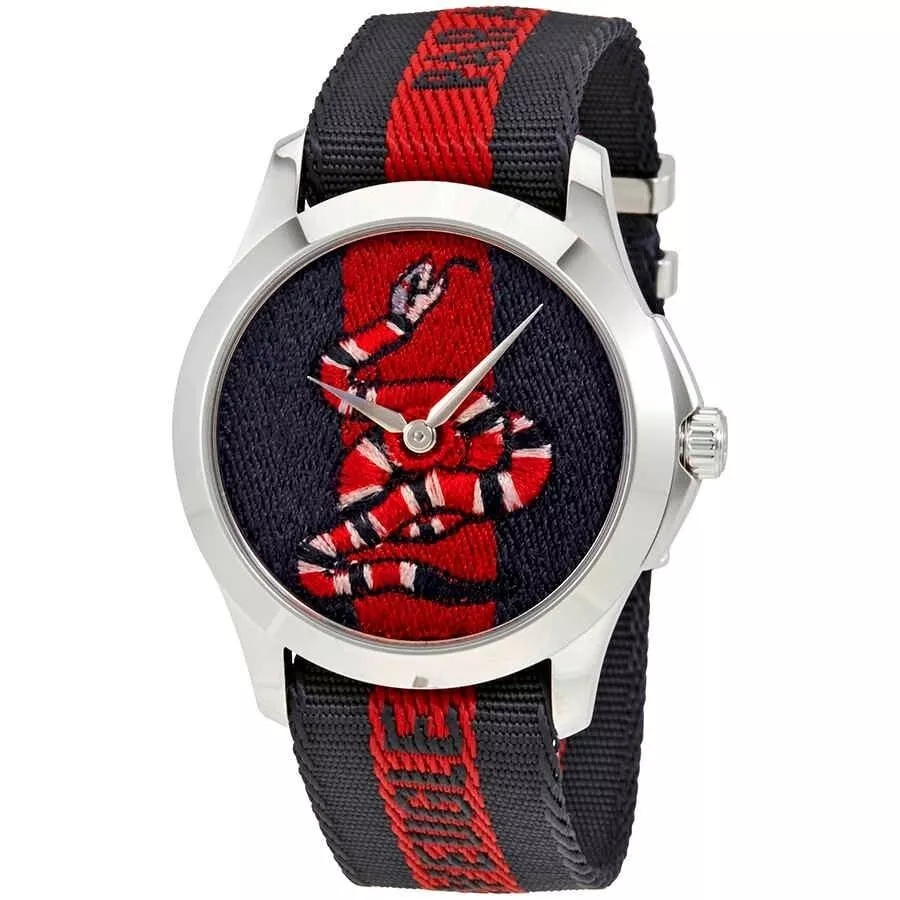 Montre homme Gucci Le Marche de Merveilles cadran serpent bicolore nylon   YA126493