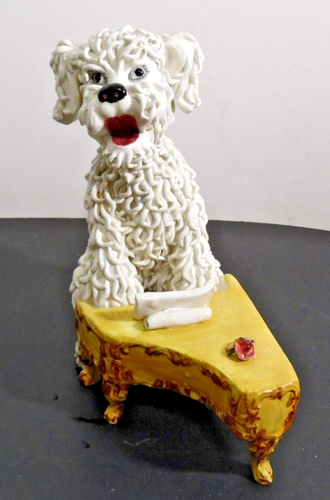 Spaghetti Dog Playing Piano 11" Tall, Ceramic From Italy, Vintage (D46)