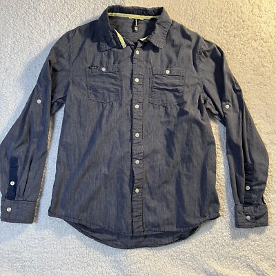 Ocean Current Mens Medium Long Sleeve Button Up Shirt Blue
