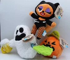 Bark Box  Halloween 3 Med Plush Dog Toys Bark Sheet Faced Yak O Lantern NWT