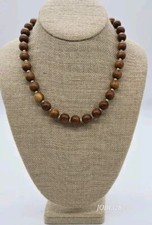 Faux Wood Resin Beaded Choker Necklace 18 in bohemian Hippy Hippie