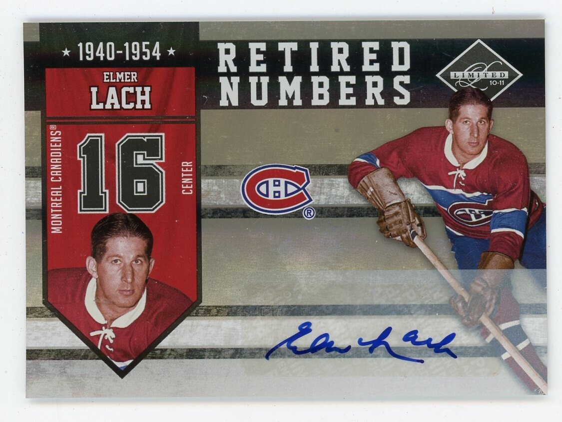 2010-11 Limited ELMER LACH Retired Numbers AUTO Montreal Canadiens 27/49