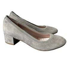 Vionic Olympia Natalie slate gray suede block heel pumps shoes size 6.5 NEW