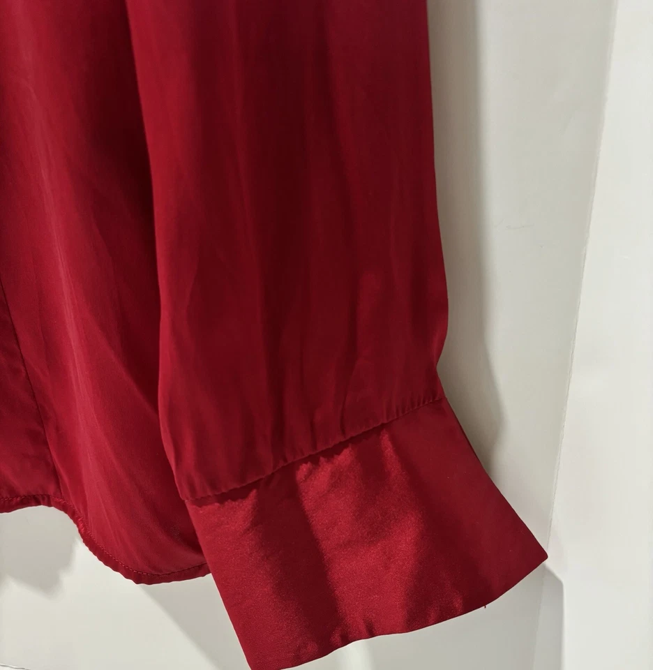 Blusa MIX IT Mujer Talla 10 Roja 100% Seda Elegancia Negocios Formal Cuello L/S Top Foto 2 de 4