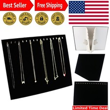 Elegant Black Velvet 17 Hook Jewelry Display Organizer for Necklaces  Bracelets